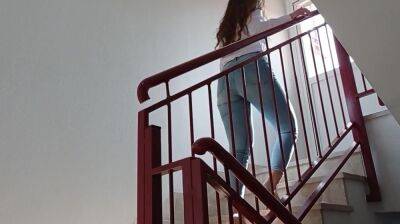 Lovely gf in jeans on her massive ass gives terrific POV blowjob - sunporno.com